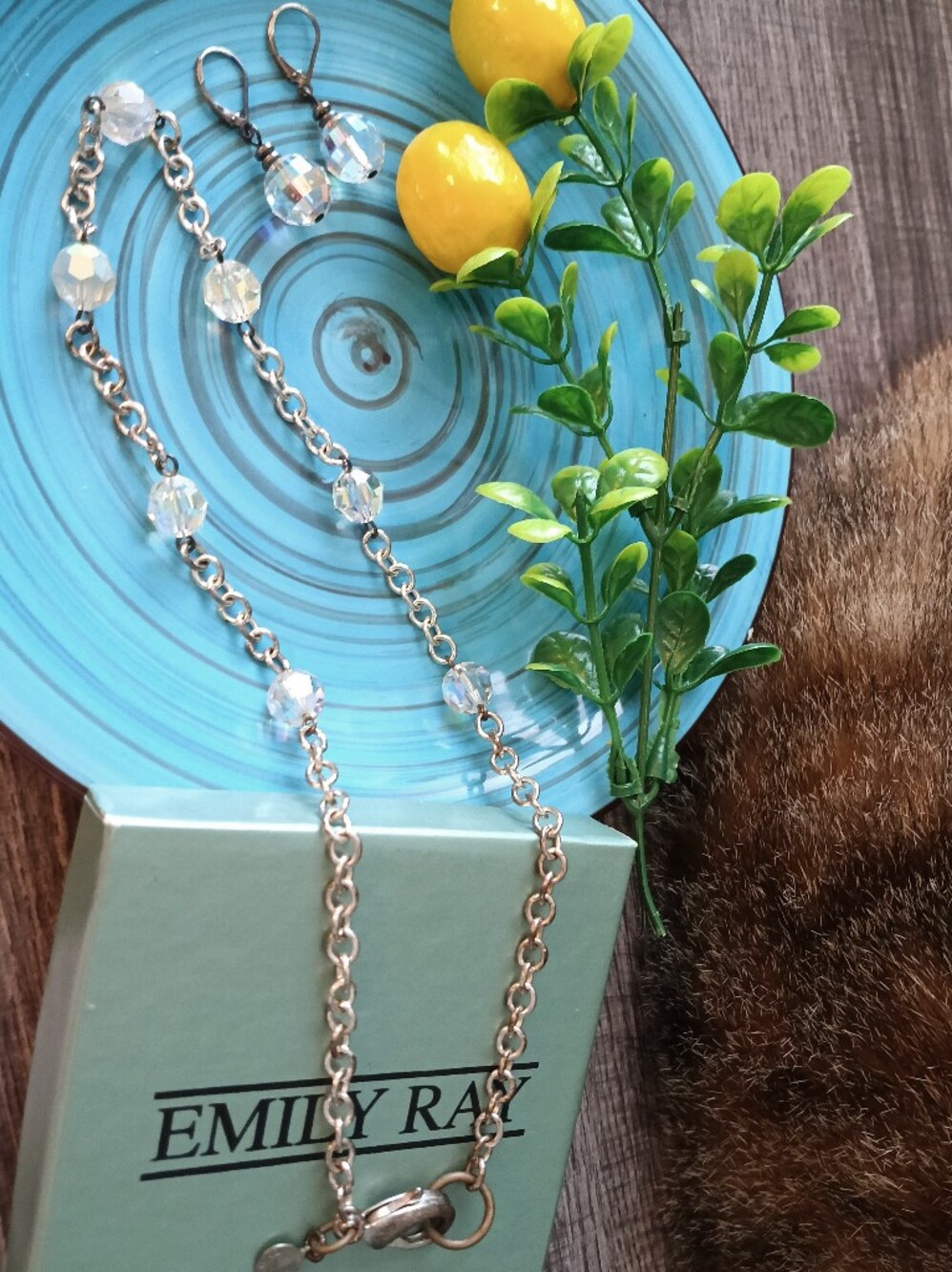 Emily Ray Silver Crystal Necklace & Matching Earrings
